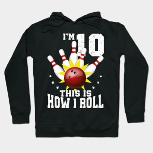 Bowling 10th Birthday Bday Party Kids 10 years Old Bowler Hoodie